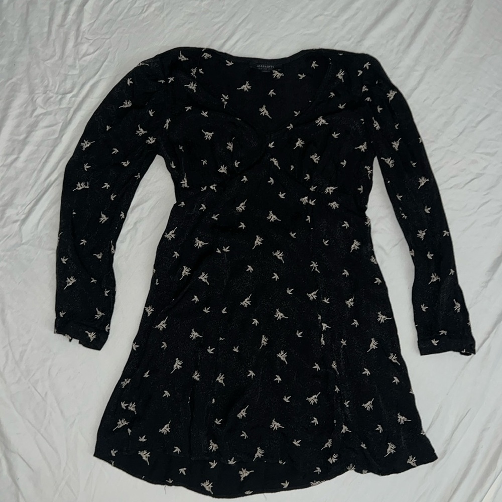 All saints Rosi Embroidered Floral Long Sleeve Mini size 8